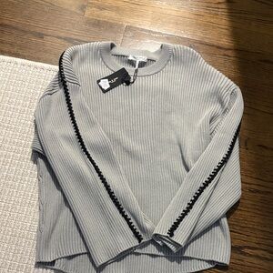 Rag and bone Gray Ribbed Sweater with Black Trim